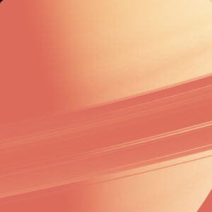 Close up of rings of Saturn with red orange overlay
